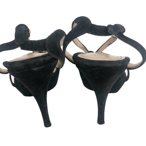 Prada Black Suede Open-Toe Platform Strappy Sandals 7 - Picture 5 of 11